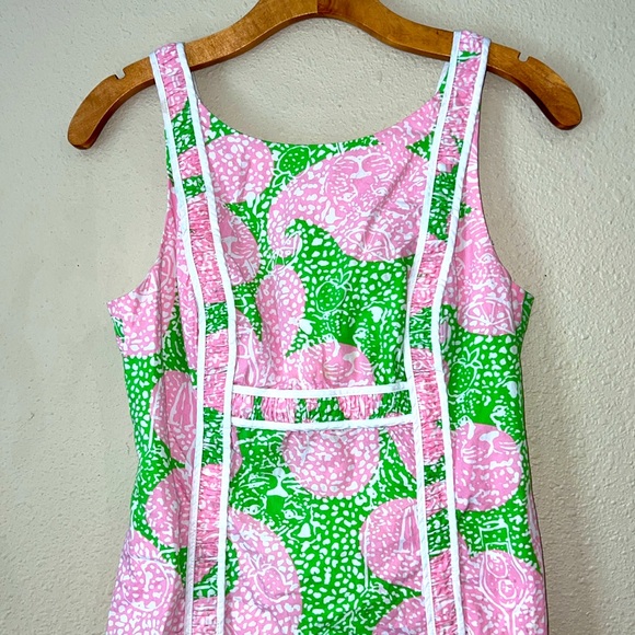 Lilly Pulitzer Limeade Cheat Ya Fryer Shift All Cotton pink green Dress size 0 - Picture 4 of 10